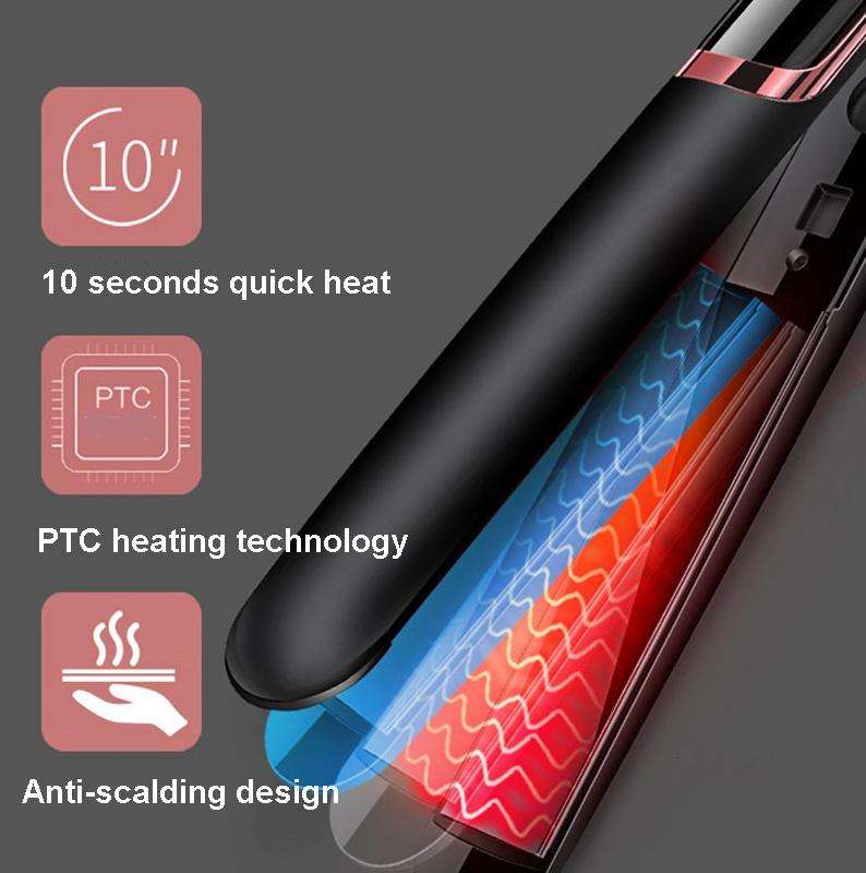 35W 2 In 1 Curling and Straightening Dual-use Electric Splin,Specification: US Plug(Black)