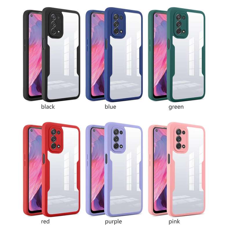For OPPO A74 5G Acrylic + TPU 360 Degrees Full Coverage Phone Case(Black)