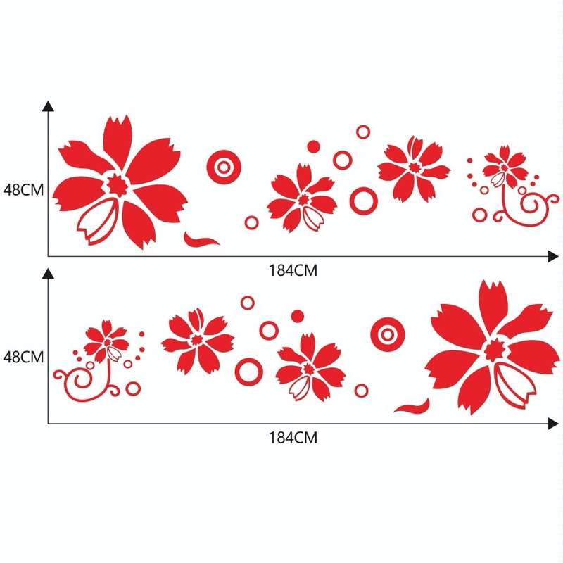 2 PCS/Set D-510 Flowers Pattern Car Modified Decorative Sticker(Red)