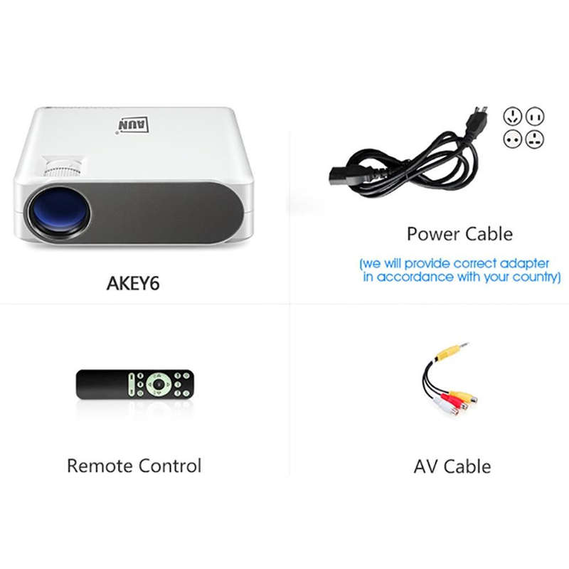 AUN AKEY6 5.8 inch 5500 Lumens 1920x1080P Portable HD LED Projector with Remote Control, Support ...