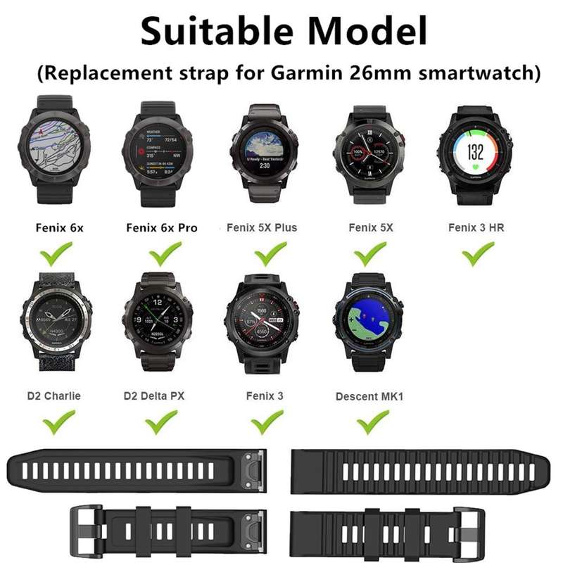 For Garmin Fenix 7X 26mm Silicone Watch Band(Black)