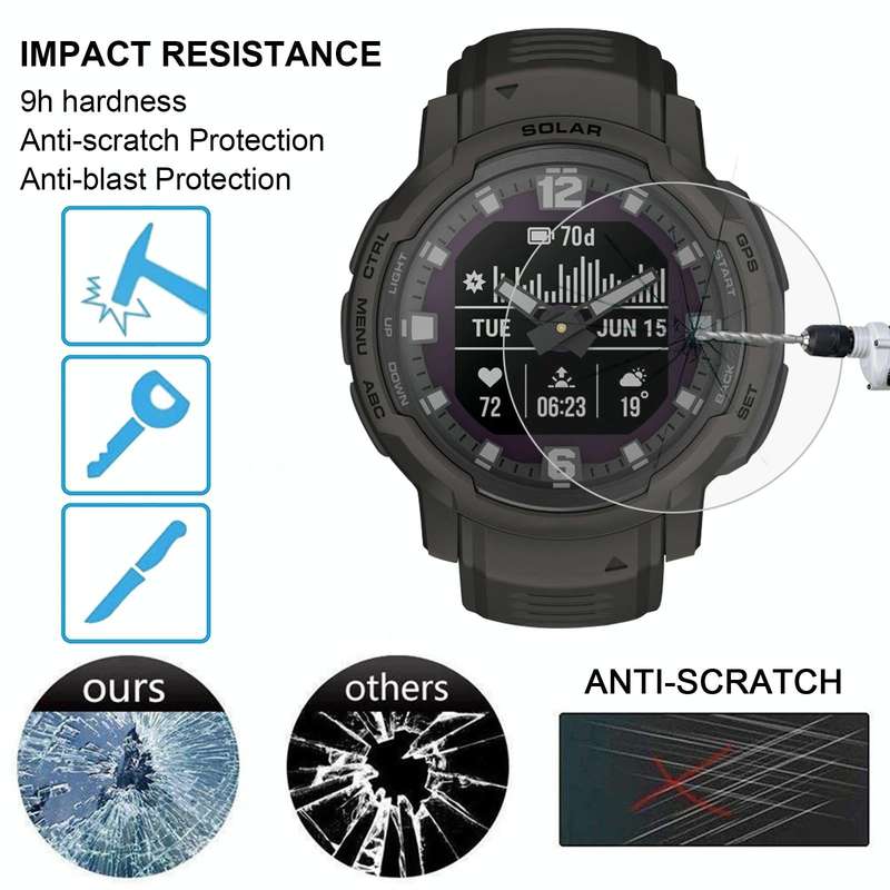 For Garmin Instinct Crossover Smart Watch Tempered Glass Film Screen Protector