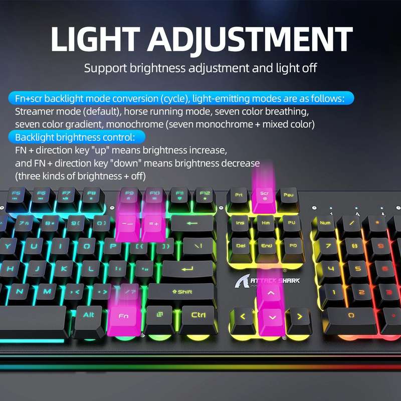 Attack Shark T3RGB RGB Luminous Wireless Keyboard And Mouse Set(Black)
