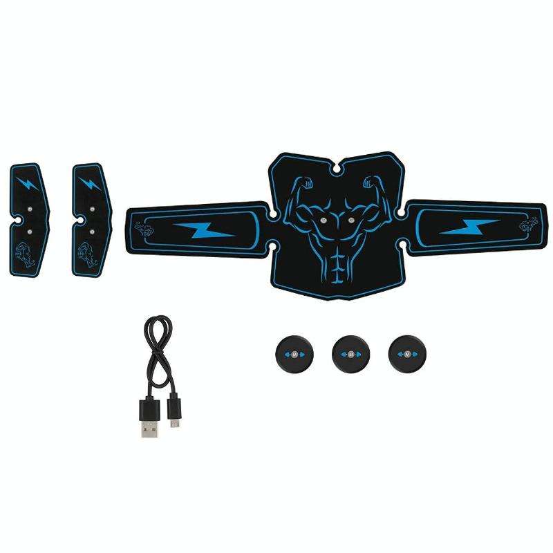 1082 EMS Muscle Training Abdominal Muscle Stimulator Home Fitness Belt(8 Pieces Blue Human Word B...