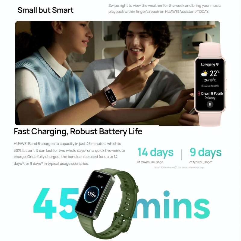 HUAWEI Band 8 Standard 1.47 inch AMOLED Smart Watch, Support Heart Rate / Blood Pressure / Blood ...
