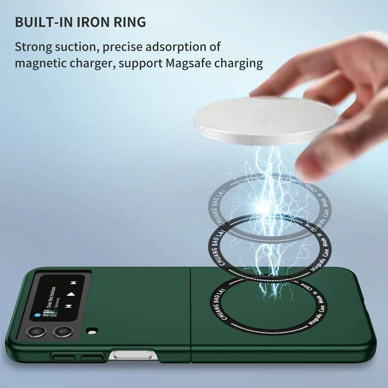 For Samsung Galaxy Z Flip4 Magsafe Magnetic Folding PC Phone Case(Green)