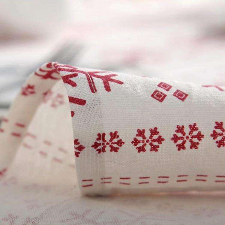 Linen Cotton Tablecloth Red Snowflakes Pattern Table Cloth Wedding Banquet Washable Table Cover T...