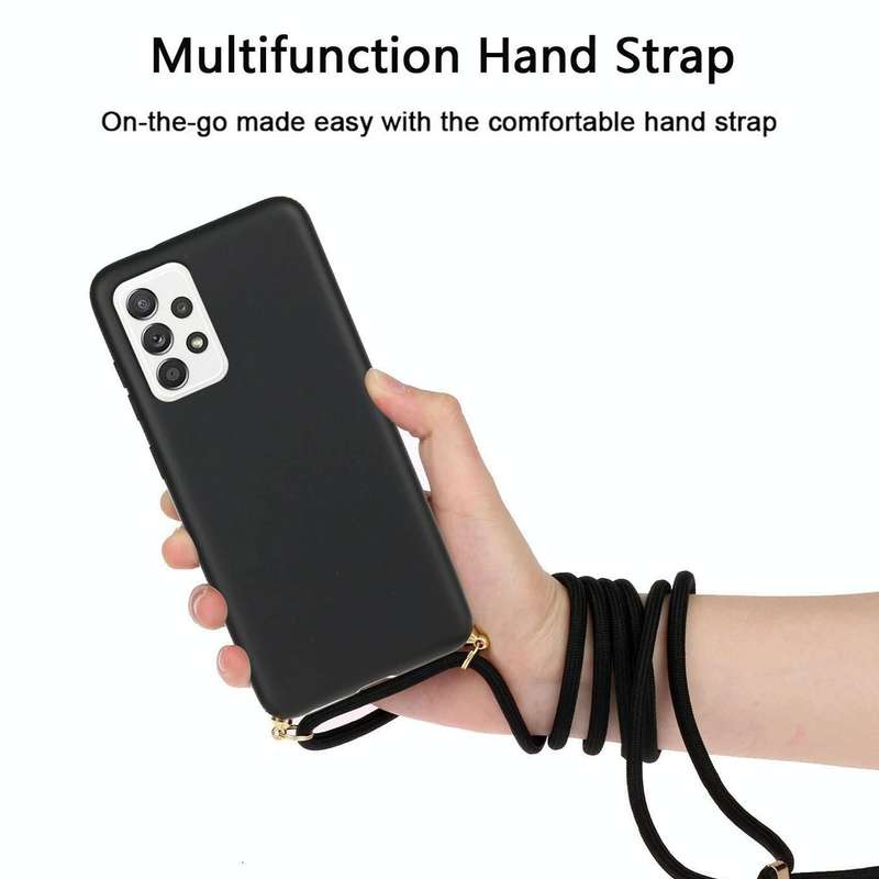 For Samsung Galaxy A53 Wheat Straw Material + TPU Protective Case with Lanyard(Black)