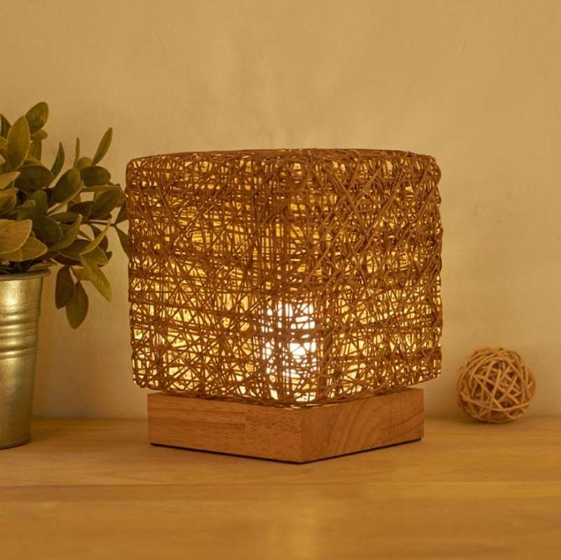 USB Square Sepak Takraw Table Lamp Bedroom Bedside Decorative Light, Spec: Dimming Switch+Base(Ap...
