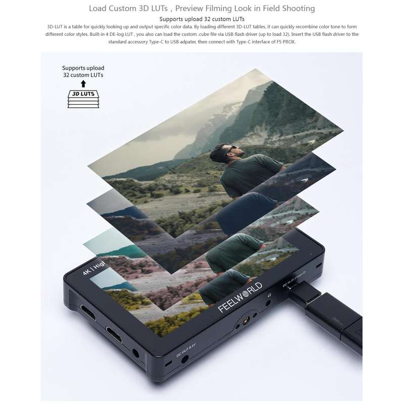 FEELWORLD F5 ProX 5.5 inch 1600nit High Bright Touch Screen DSLR Camera Field Monitor 4K HDMI F97...