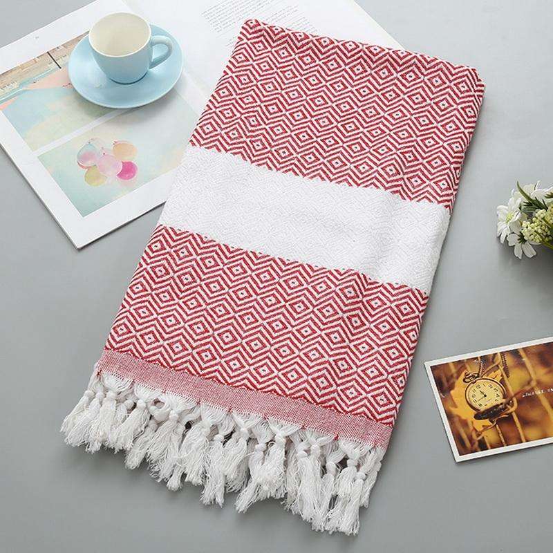 Striped Cotton Bath Towel With Tassels Thin Travel Camping Bath Sauna Beach Gym Pool Blanket Abso...