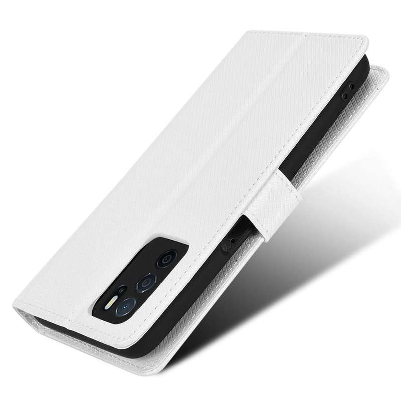 For OPPO A16 / A16s Diamond Texture Leather Phone Case(White)