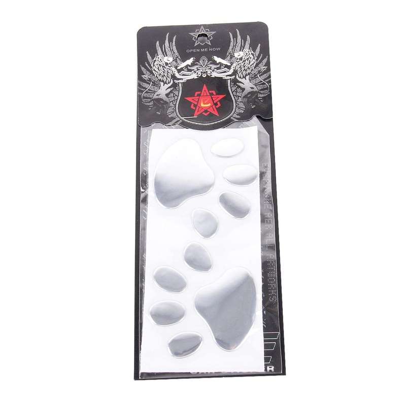 3D Footprint Pattern Car Sticker, Size: 7cm x 6cm (approx.)(Silver)