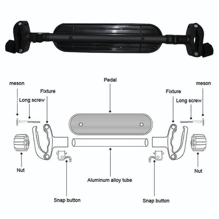 Baby Stroller Accessories Adjustable Pedal Footrest Highchair Footboard(Black)