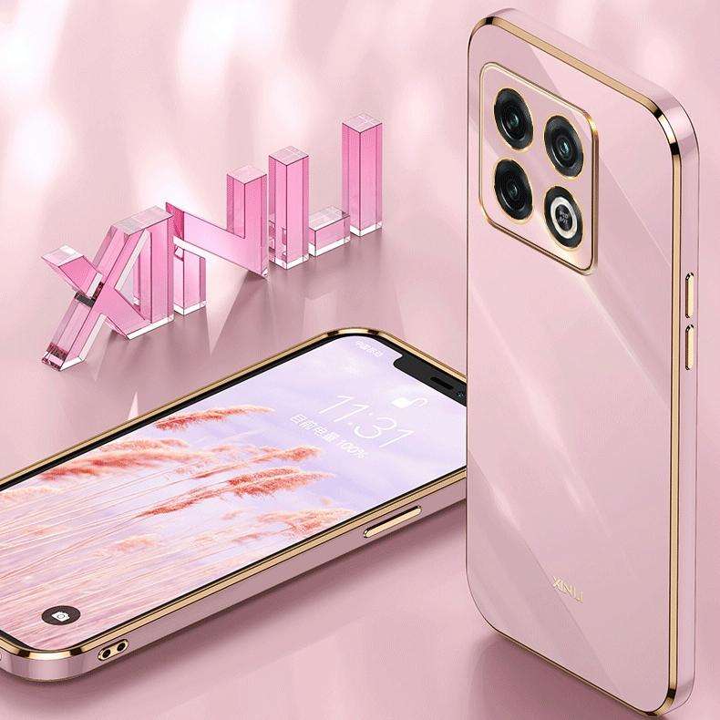 For OnePlus 10 Pro XINLI Straight 6D Plating Gold Edge TPU Phone Case(Black)