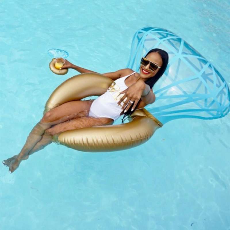 Water Fun Inflatable Diamond Ring Shaped Pool Lounge Swimming Ring Floating Raft Floats, Size: 14...