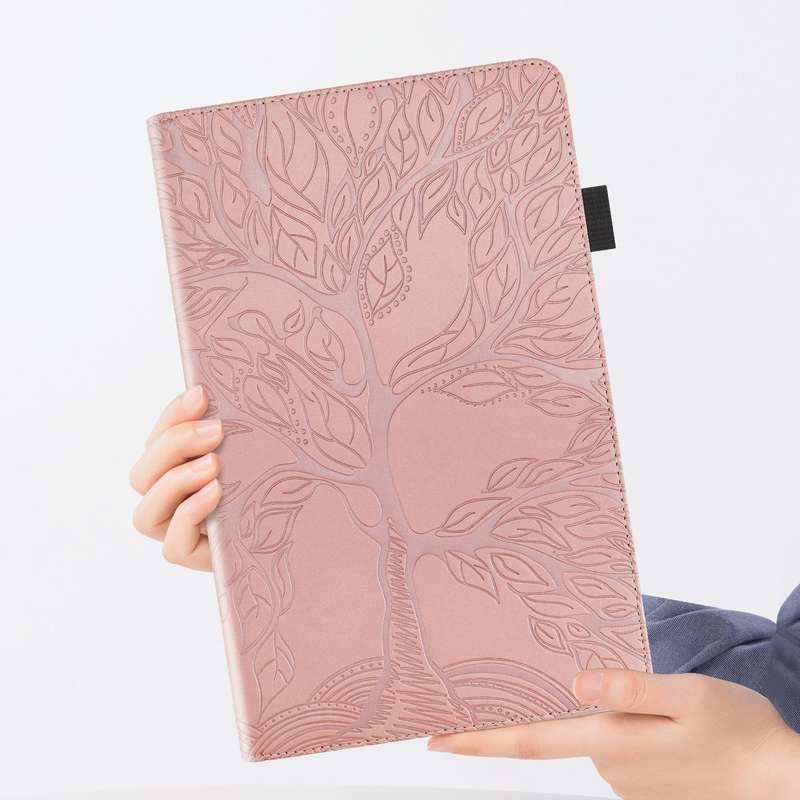 For OPPO Pad Air Life Tree Series Horizontal Flip Leather Tablet Case(Rose Gold)