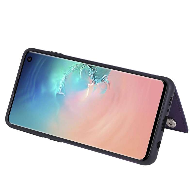 For Galaxy S10 Solid Color Double Buckle Zipper Shockproof Protective Case(Purple)