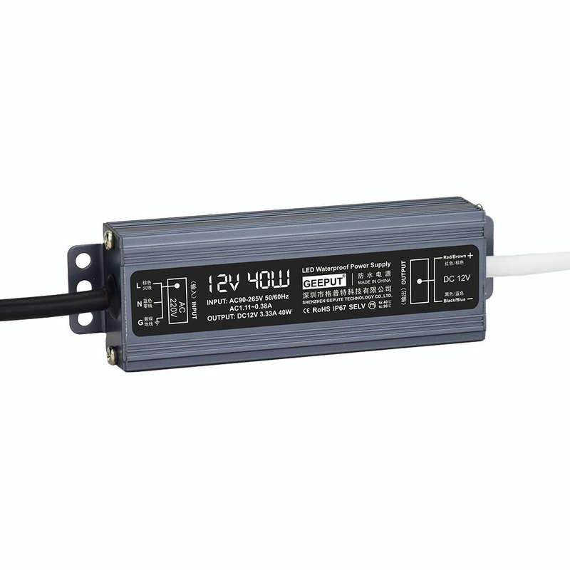 GEEPUT 220V Turn 12V LED Waterproof Power Supply Transformer, Model: 3.33A 40W