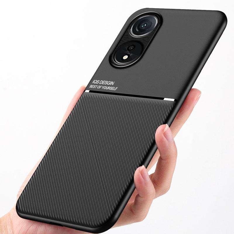 For OPPO A58 5G Classic Tilt Strip Grain Magnetic Shockproof PC + TPU Phone Case(Green)