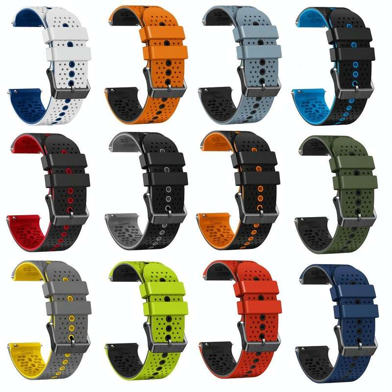 For Garmin vivoactive 4 22mm Perforated Two-Color Silicone Watch Band(Black+Grey)