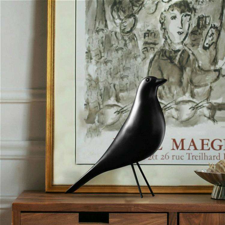 Resin Craft Bird Figurine Office Ornaments Home Decoration Accessories(Black)