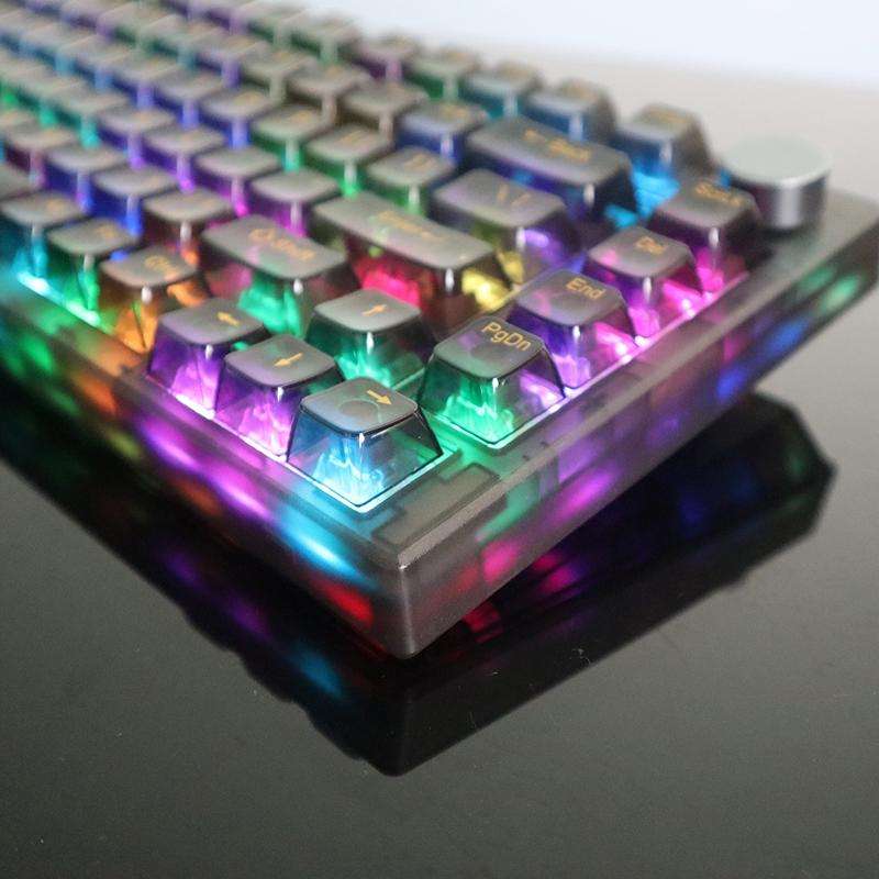 130 Keys MDA Height Mechanical Keyboard Transparent Keycap(Black Transparent)