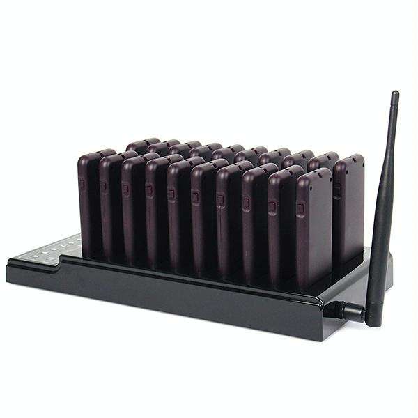 QC100 999 Channel Restaurant Wireless Paging Queuing Calling System with 20 Call Coaster Pagers, ...