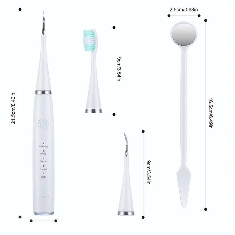 6 In 1 Electric Dental Scaler Calculus Removal Teeth Cleaning Set, Color: Black Basic