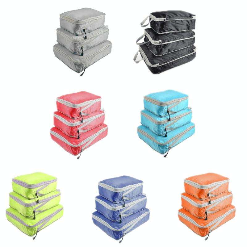 3 PCS/Set Travel Waterproof Compression Clothes Storage Bag(Blue Without Net)