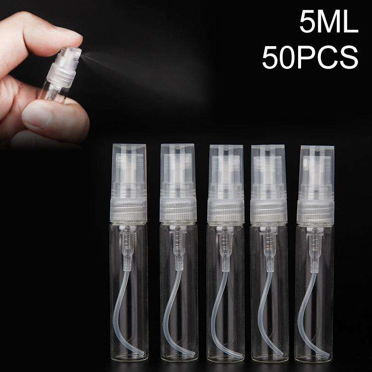 50 PCS Perfume Bottle Spray Bottle Perfume Bottle Empty Bottle, Capacity:5ML (Transparent)