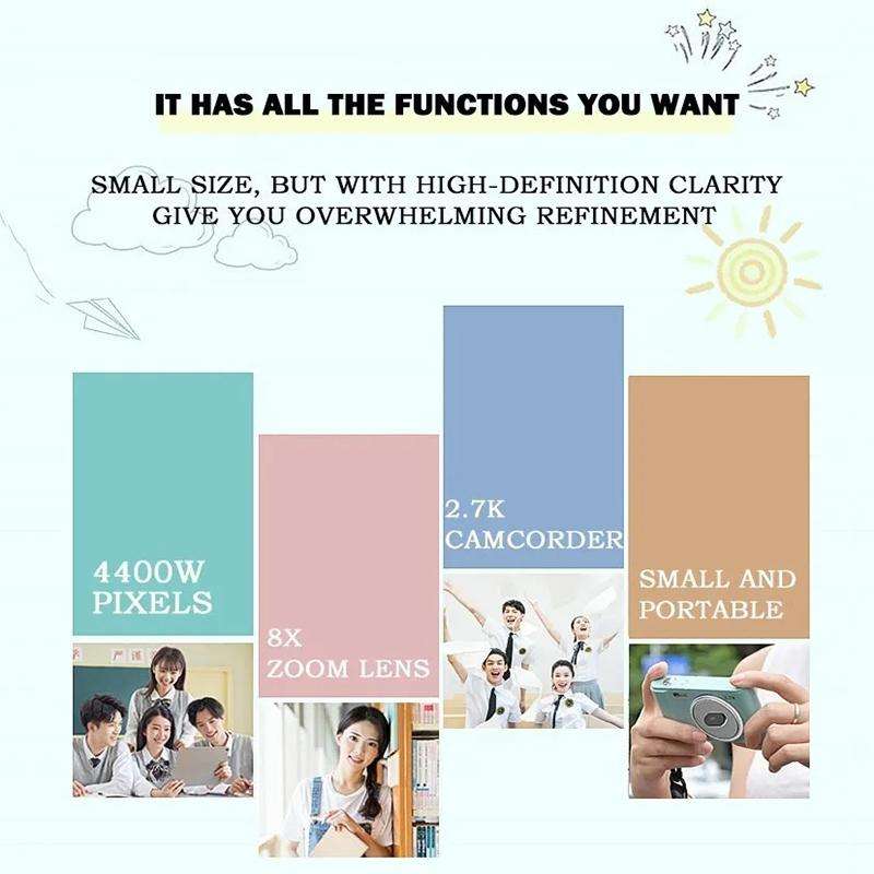 2.4-inch TFT Color Screen HD Digital Camera Portable Travel 8X Zoom Smart Camera(Silver Standard)