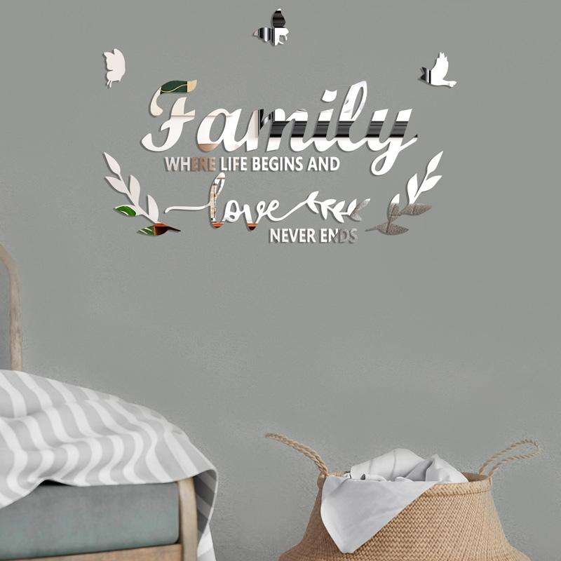 Acrylic Familylove Stereoscopic Mirror Wall Stickers Home Self-Adhesive Decorative Soft Mirror(Bl...