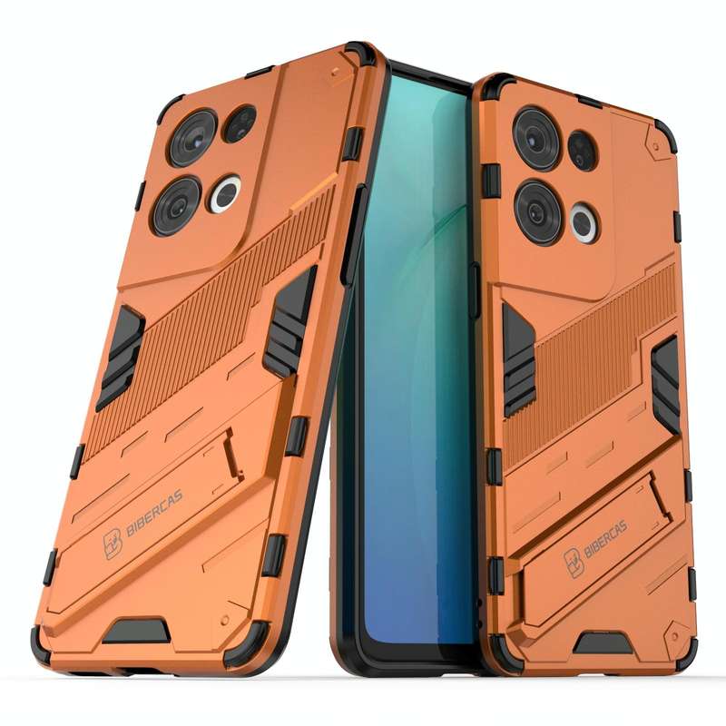 For OPPO Reno8 Pro Punk Armor 2 in 1 PC + TPU Shockproof Phone Case with Invisible Holder(Orange)