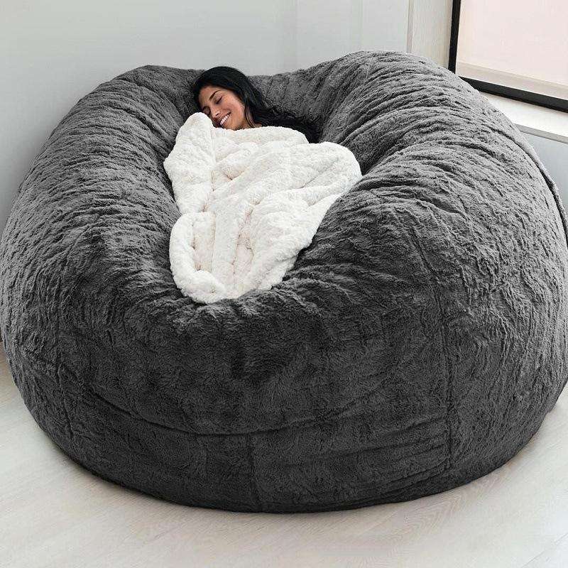 130x60cm Cloth Cover Lazy Sofa Bean Bag Living Room Simple Sofa Tatami Fabric Cover Without Fille...