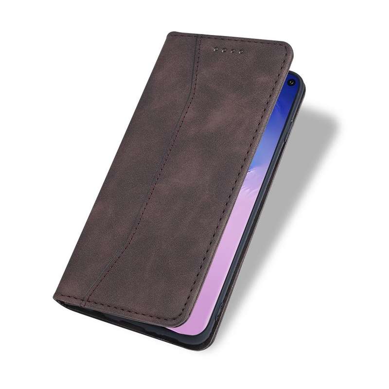 For Samsung Galaxy S9 Skin-feel Calfskin Texture Magnetic Dual-Fold Horizontal Flip Leather Case ...