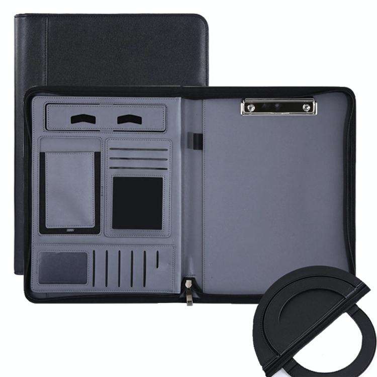 KC601 A4 Multifunctional Portable Folder Business Zipper Bag Leather Folder, Style: No Chargeable...