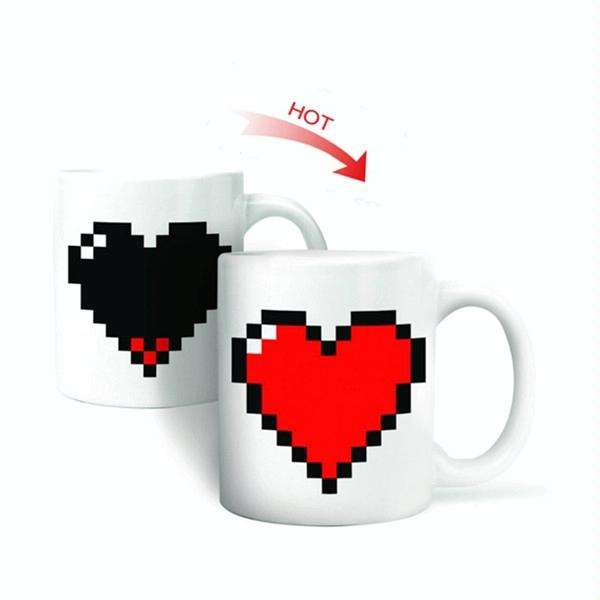 Creative Heart Magic Temperature Changing Cup Color Changing Chameleon Mugs Heat Sensitive Coffee...