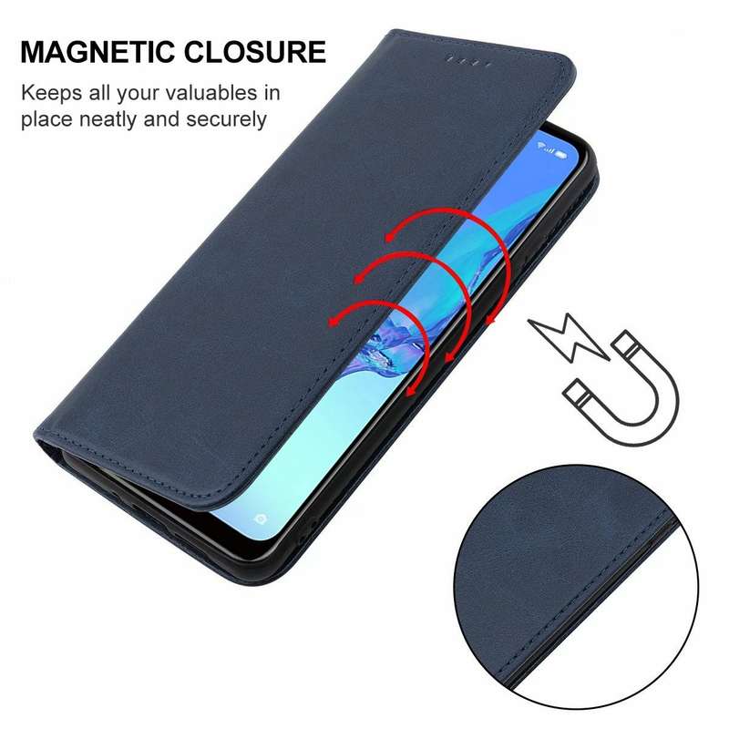 For OPPO A53s Magnetic Closure Leather Phone Case(Blue)