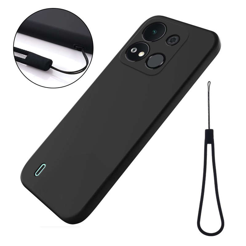 For itel A04 Pure Color Liquid Silicone Shockproof Phone Case(Black)