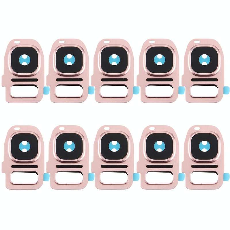 For Galaxy S7 / G930 10pcs Rear Camera Lens Cover + Flashlight Bracker (Rose Gold)