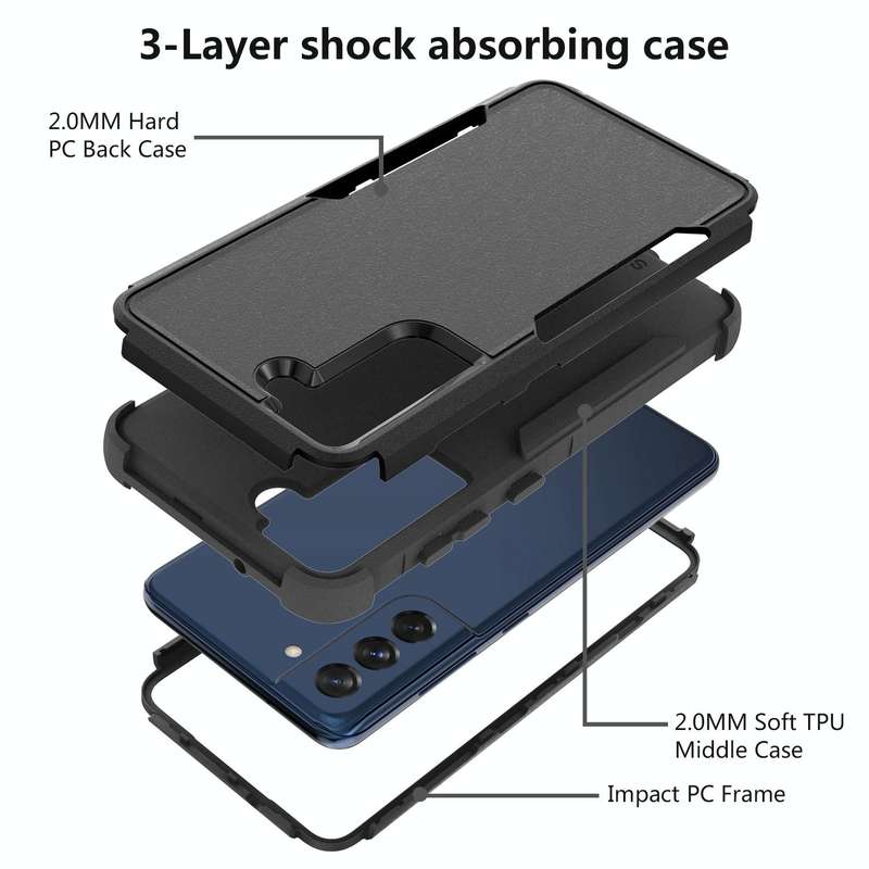 For Samsung Galaxy S21 FE TPU + PC Shockproof Protective Case(Black)