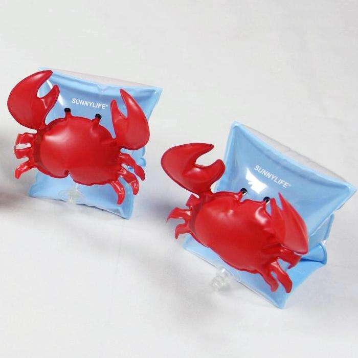 Children Inflatable Red Crabs Shape Arm Bands Floatation Sleeves Water Wings Swimming Floats, Siz...