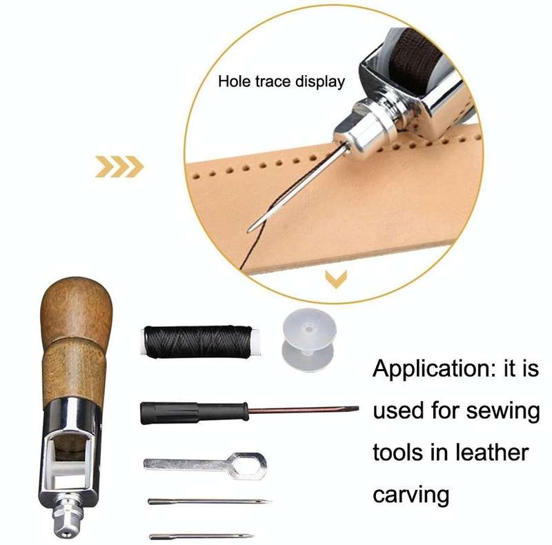Leather Hand Seam Sewing Machine DIY Leather Carving Stitching Tool Device(A)