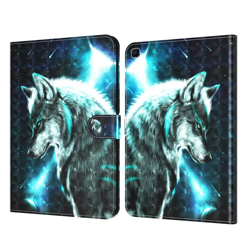 For Samsung Galaxy Tab S6 Lite 3D Painted Pattern Leather Tablet Case(Wolf)