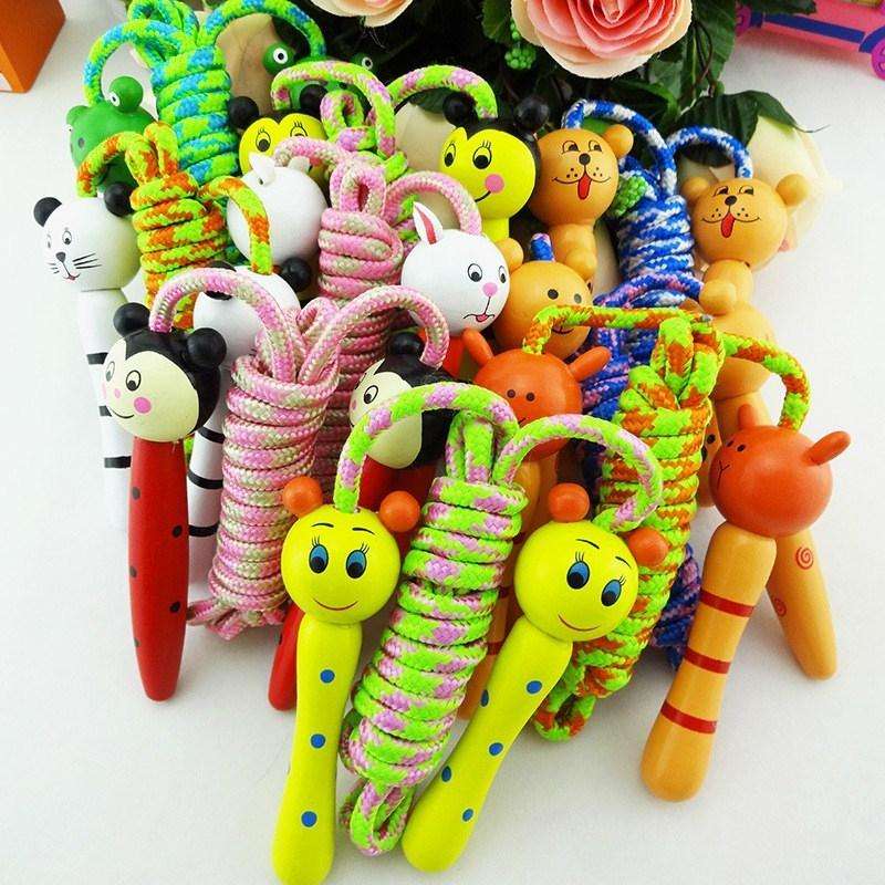 Cartoon Lovely Skipping Ropes Outdoor Game Toys Wood Handle Kids Sport Fitness Jumping Ropes, Ran...