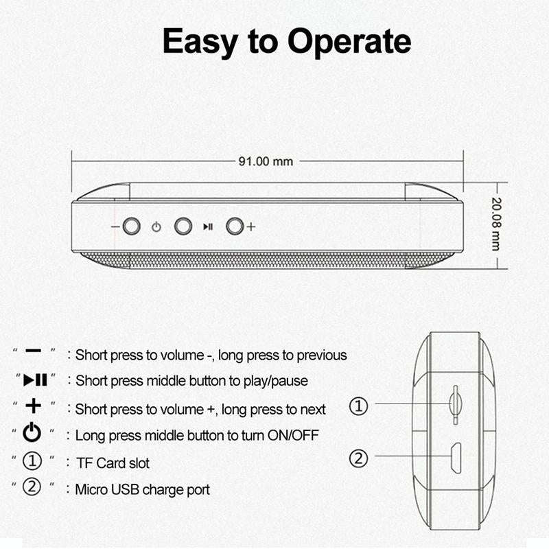 BT209 Outdoor Portable Ultra-thin Mini Wireless Bluetooth Speaker, Support TF Card & Hands-free C...
