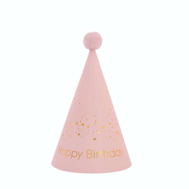 20 PCS Sequined Fur Ball Birthday Hat Birthday Party Supplies Dress Up Paper Hat, Colour: No. 7 Pink