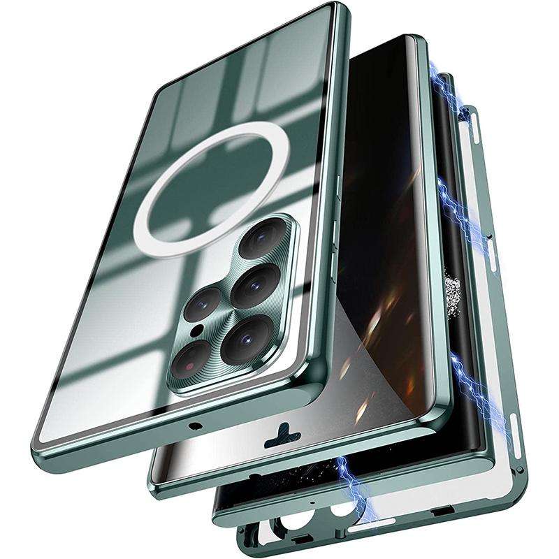 For Samsung Galaxy S22 Ultra 5G Lens Protector MagSafe Double Sided Magnetic Phone Case(Green)