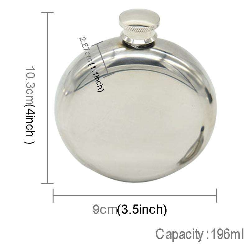 140mL(5oz) Men Mirror Handy Hip Flask Stainless Steel Portable Round Jug (With Small Funnel)(Silver)